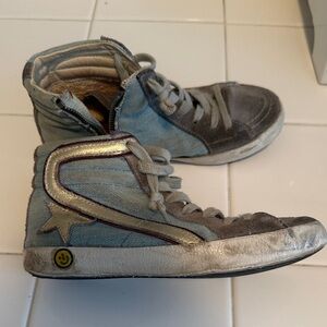 Golden Goose Kids High-Top Sneakers in denim blue, gray and silver